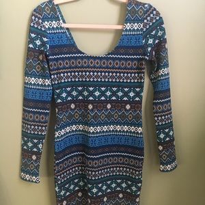 patterned long sleeve dress
